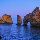 Ponta da Piedade, Lagos, Portugal bei Abenddämmerung