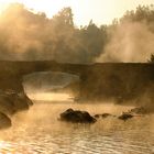 Ponte di Annibale con  la nebbia al sorgere del sole