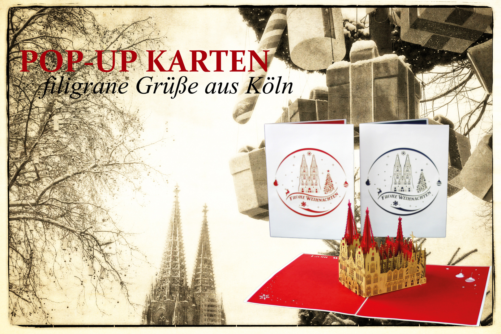 Pop-Up Karten - Filigrane Grüße zu Weihnachten www.colognecards.de