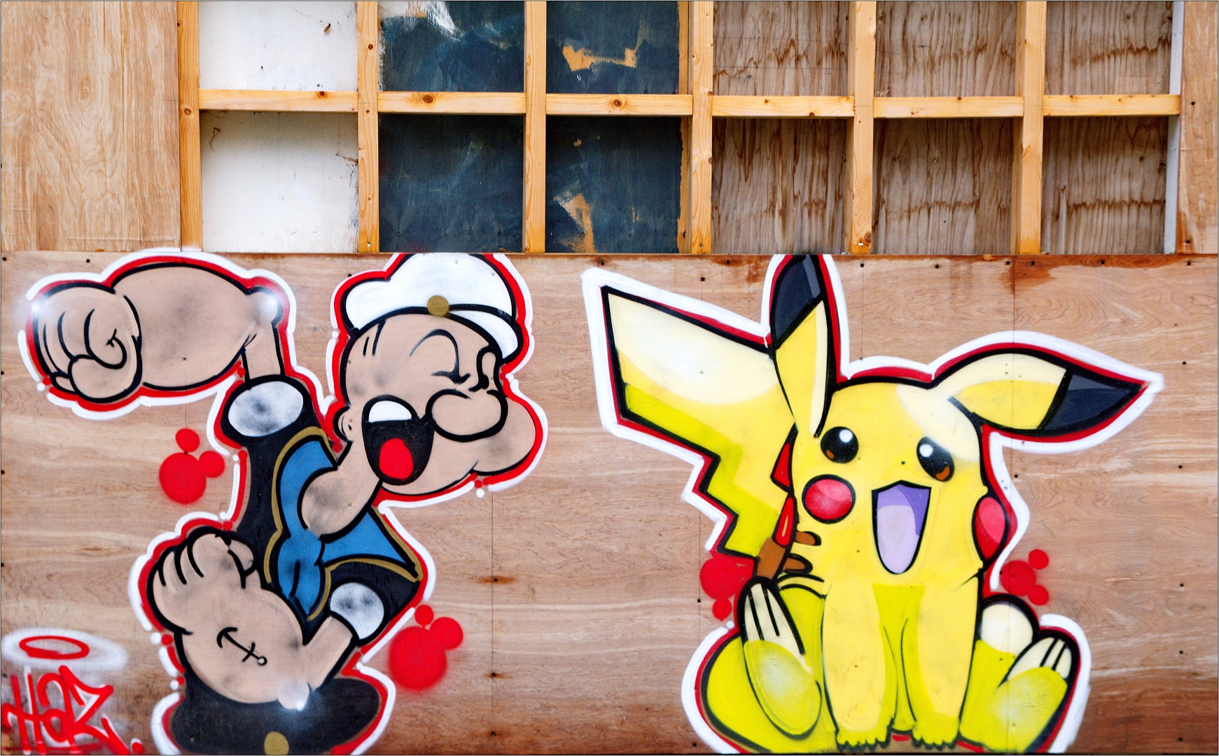 Popey meets Picachu in Croydon, London