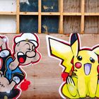 Popey meets Picachu in Croydon, London