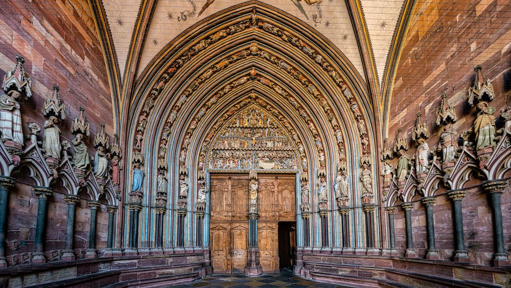 Portalhalle des Freiburger Münsters Foto & Bild world, kirche