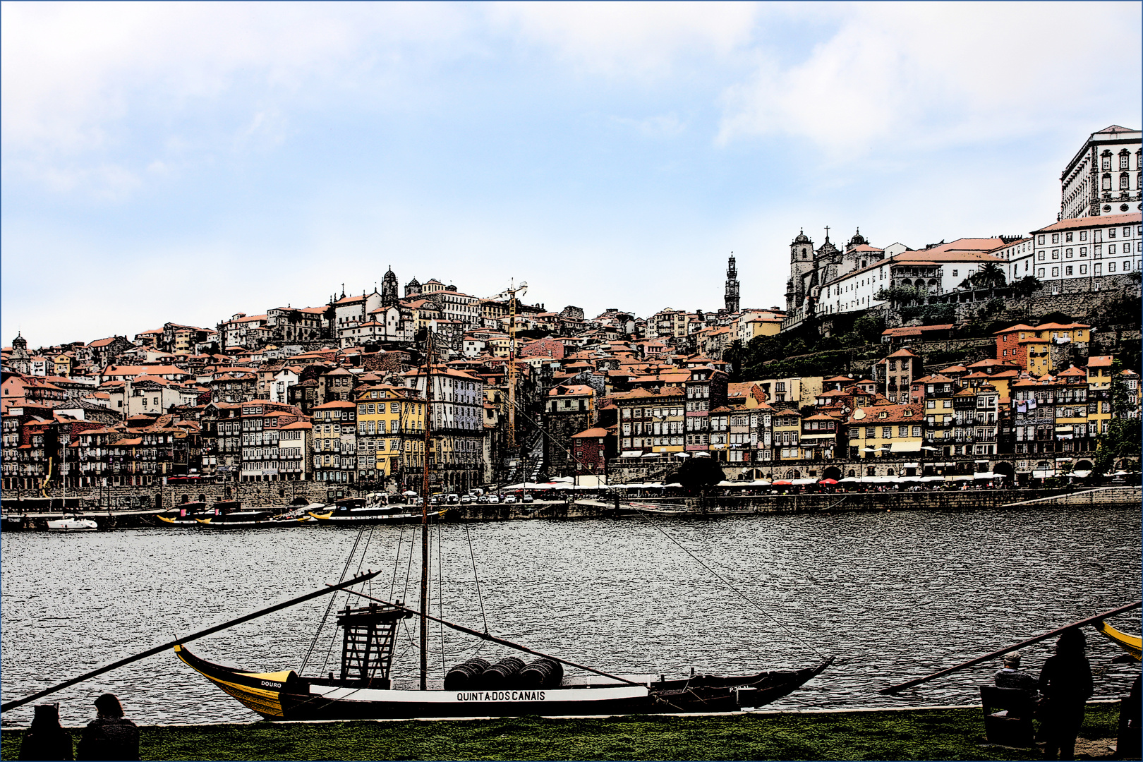 Portos Altstadt, die Ribeira, mit dem Douro von Gaia aus gesehen