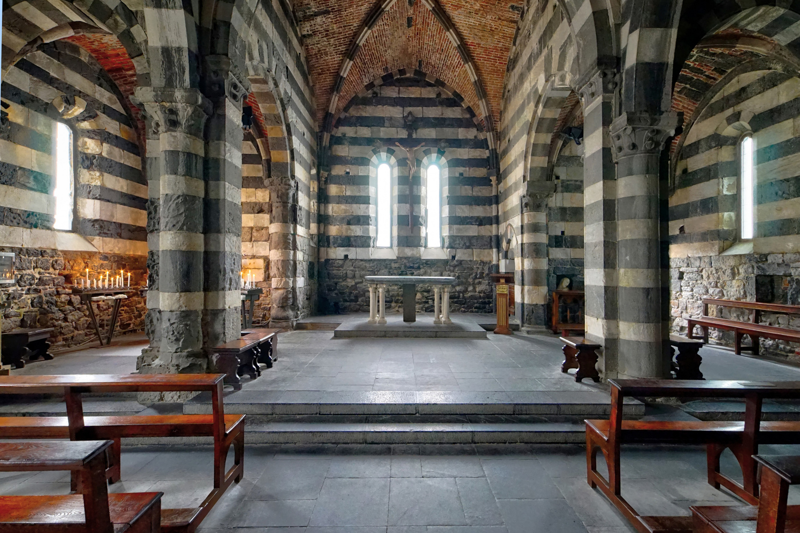 Portovenere, La Spezia, Italy. Interno chiesa di San Pietro