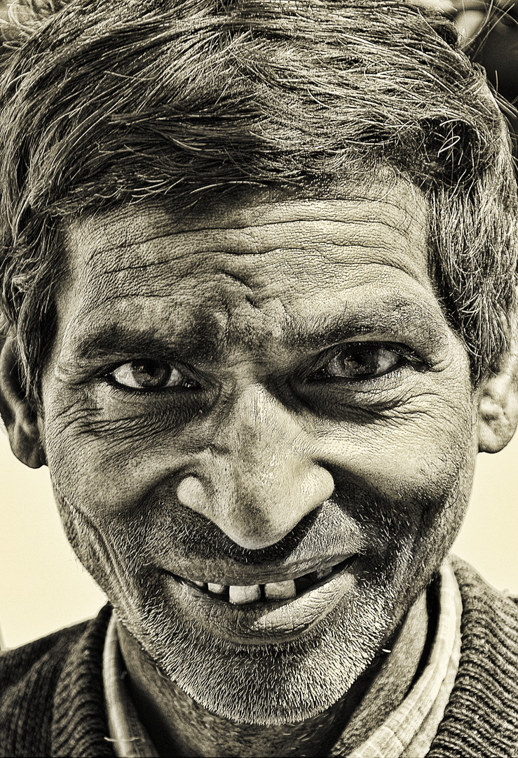 Portrait eines Rikschafahrers in Indien