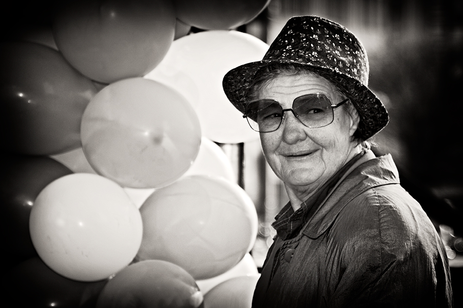 Portrait mit Luftballons