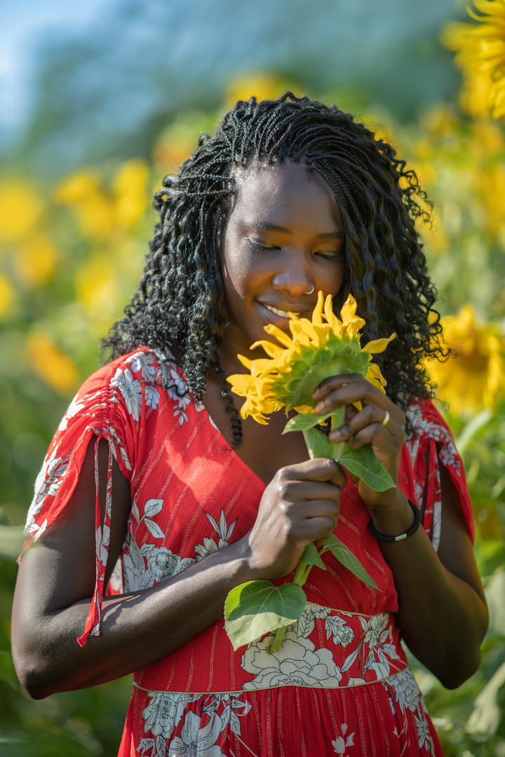 Portrait mit Sonennblumen