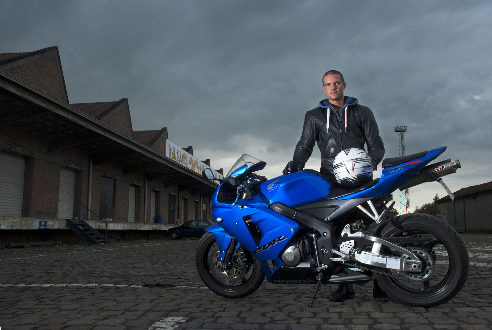 Portrait of a young motorcyclist