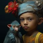 portrait of boy with unique pet