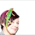 Portrait Patricia mit Chameleon Paulchen