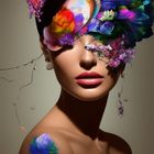 Portrait With Colorful Flowers