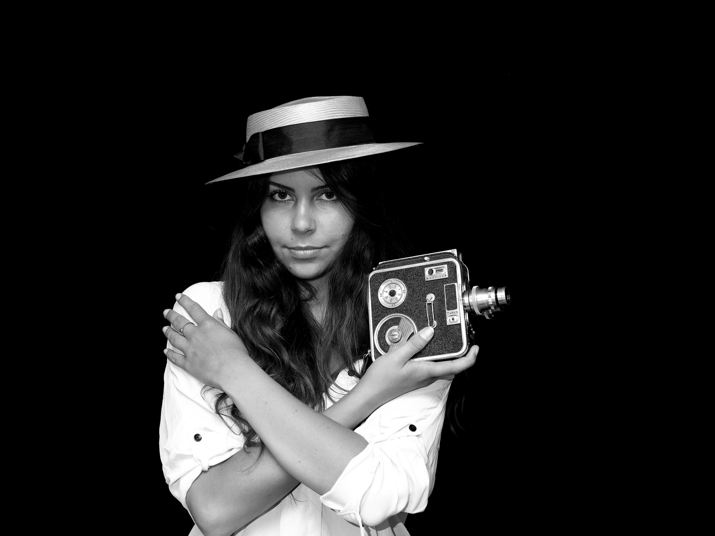 Portrait with Hat and Camera 