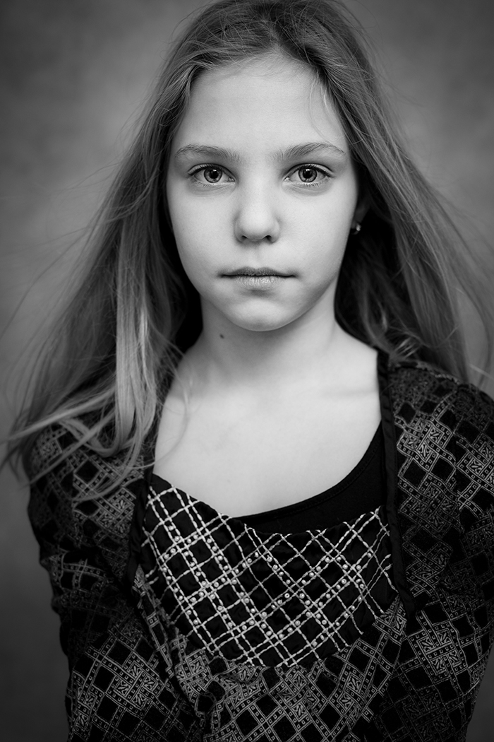 Portrait with patterned blouse