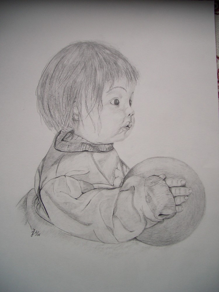 Porzelan-Puppe mit Ball