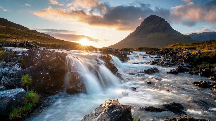 Pose longue sur les cascades de sligachan