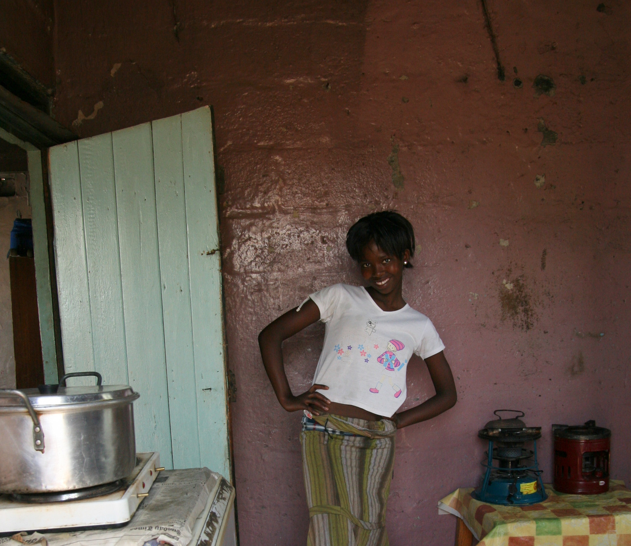 posing in the kitchen