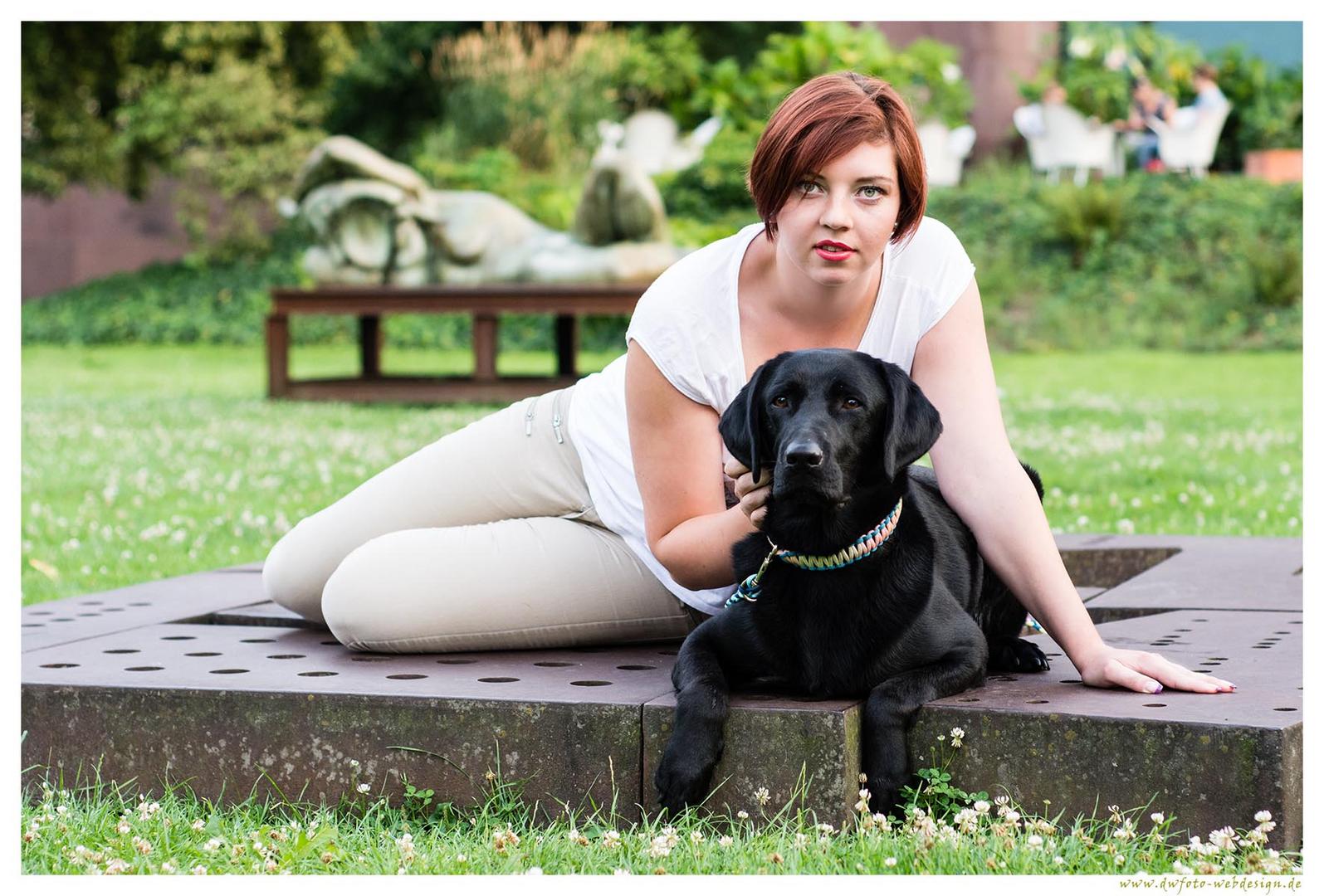 Posing with dog