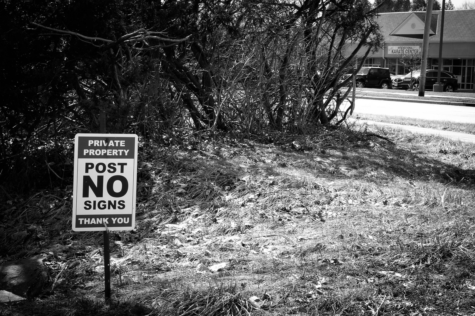 Posted Sign Stating Post No Signs ? photo & image black and white