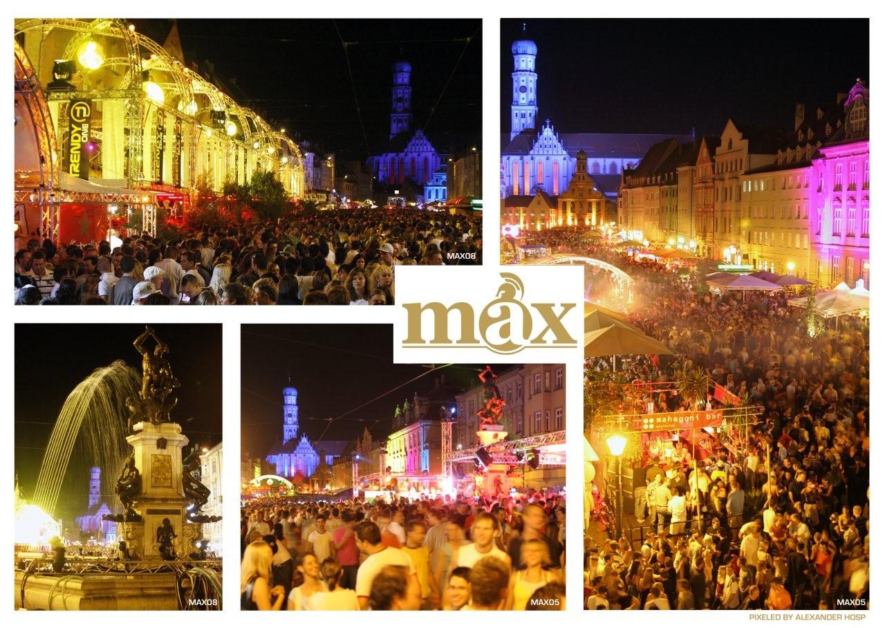 Postkarte zu den MAX -Festivals auf Augsburgs Prachtboulevard 