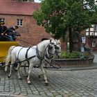 Postkutsche am Denkmal des Cottbuser Postkutschers