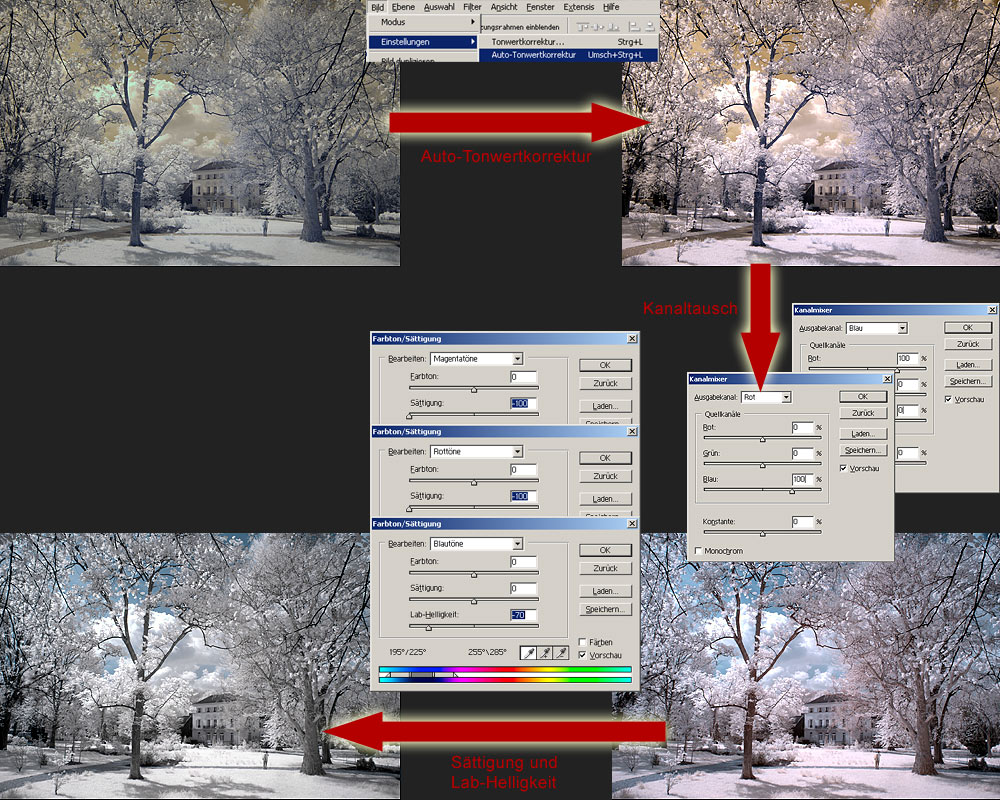 Postprocessing von digitalen Infrarot Aufnahmen