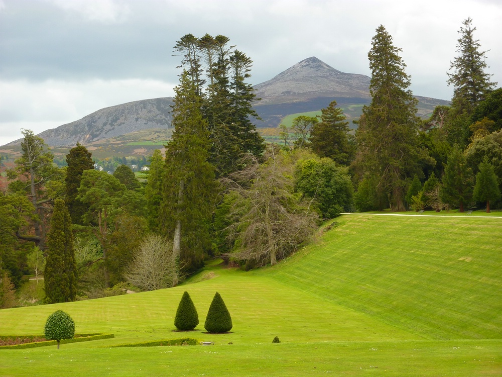 Powerscourt gardens with Sugar Loaf mountain