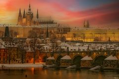 Prag an einem Winterabend