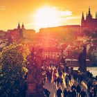 Prag - Karlsbrücke im Sonnenuntergang