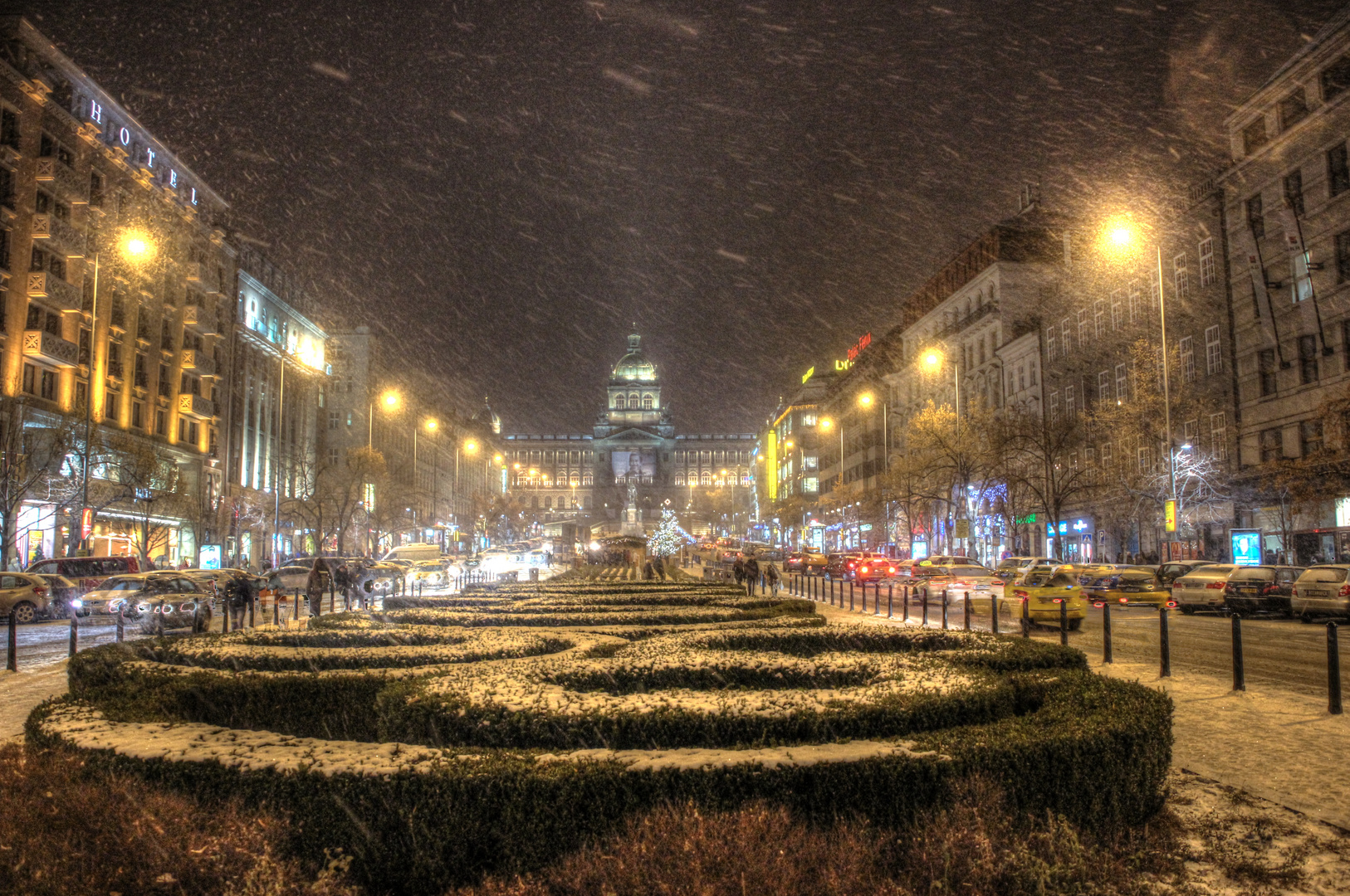 Prag Nationalmuseum am Wenzelsplatz in Winter 2014 Praha