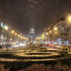 Prag Nationalmuseum am Wenzelsplatz in Winter 2014 Praha