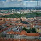 Prag Skyline durch die Glasscheibe