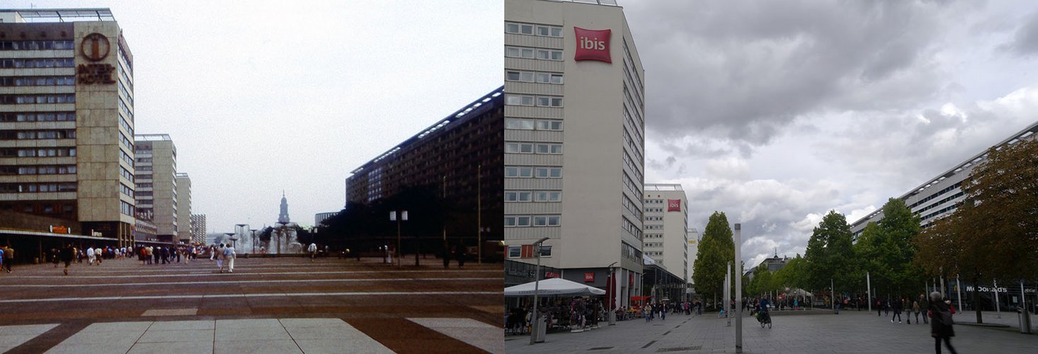 Prager Straße 1980 und 2019