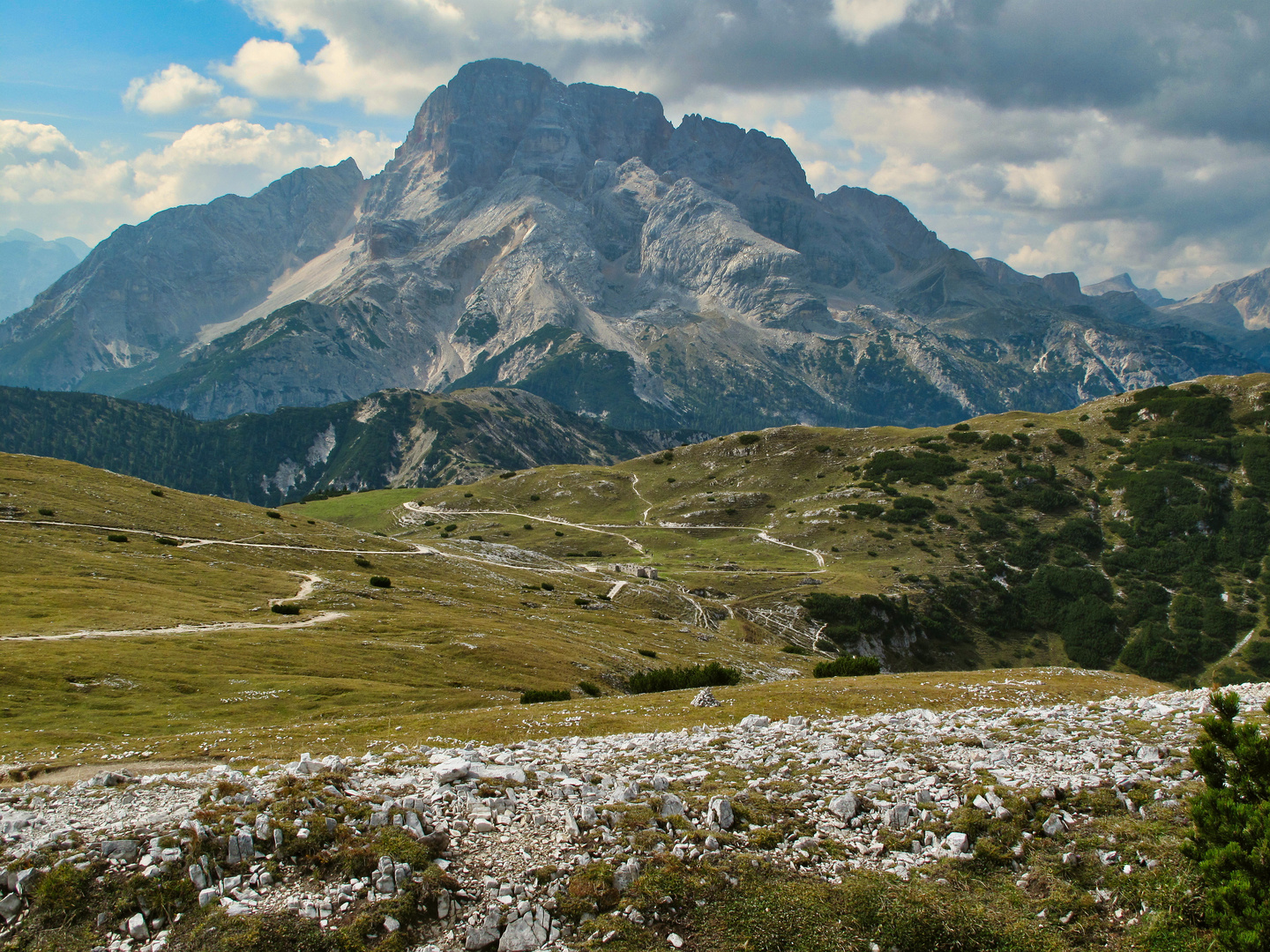 Pragser Dolomiten, am Strudelkopf, Blick auf hohe Gaisel