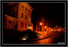 Prague&Hradcany after dark with sculpture of T.G.Masaryk