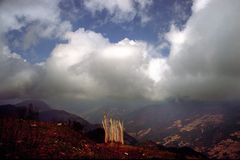 Prayer flags near Wamrong