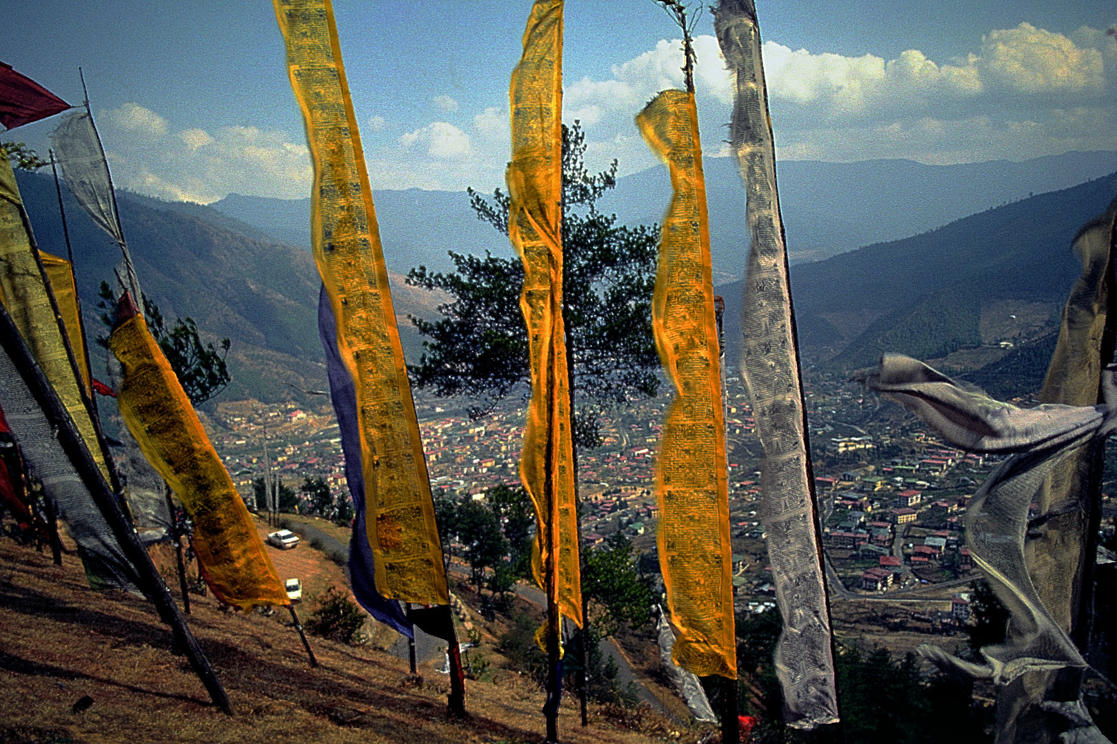 Prayer flags over Thimphu