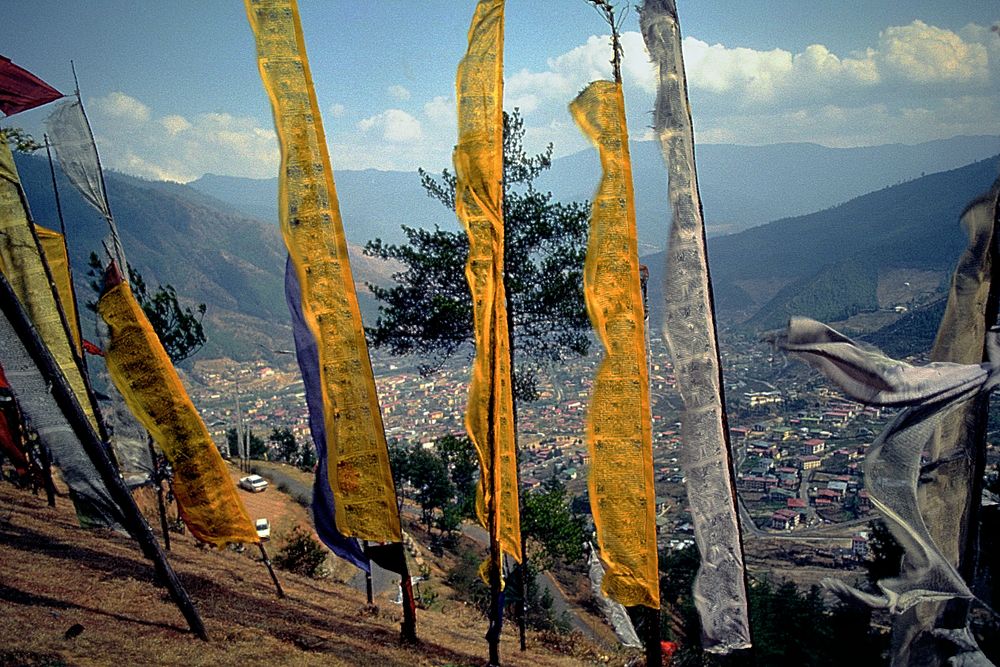 Prayer flags over Thimphu