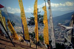 Prayer flags over Thimphu