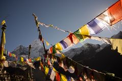 Prayerflags in front of Amadablam