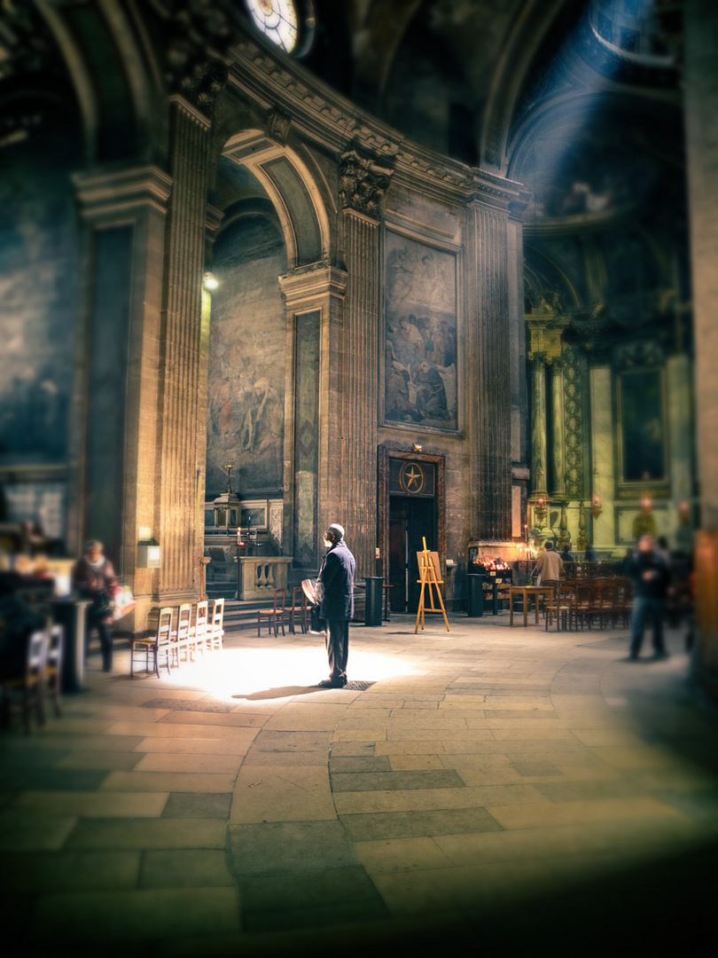 Praying in the church