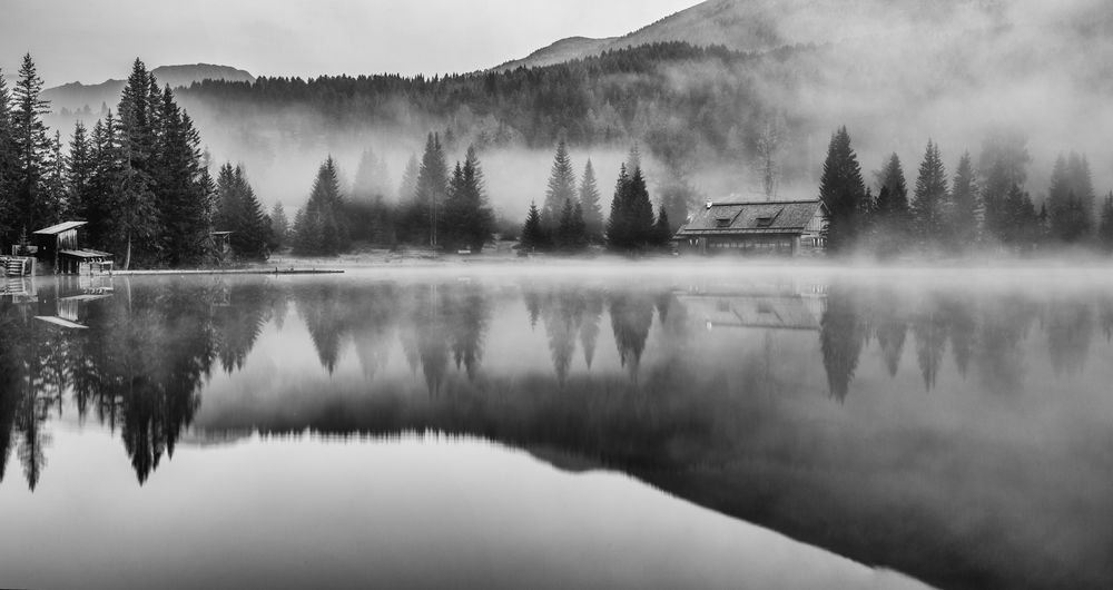 Prebersee Spiegelung b&w