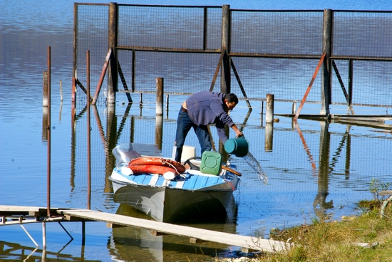 preparando para el paseo sobre el lago