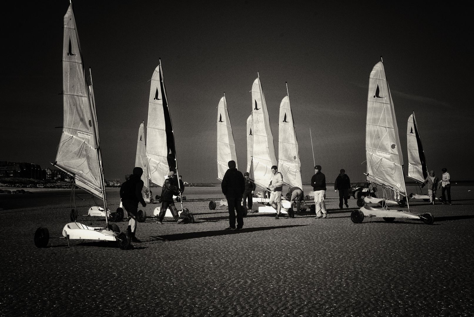 Préparatifs matinaux - course de chars à voile - Cabourg