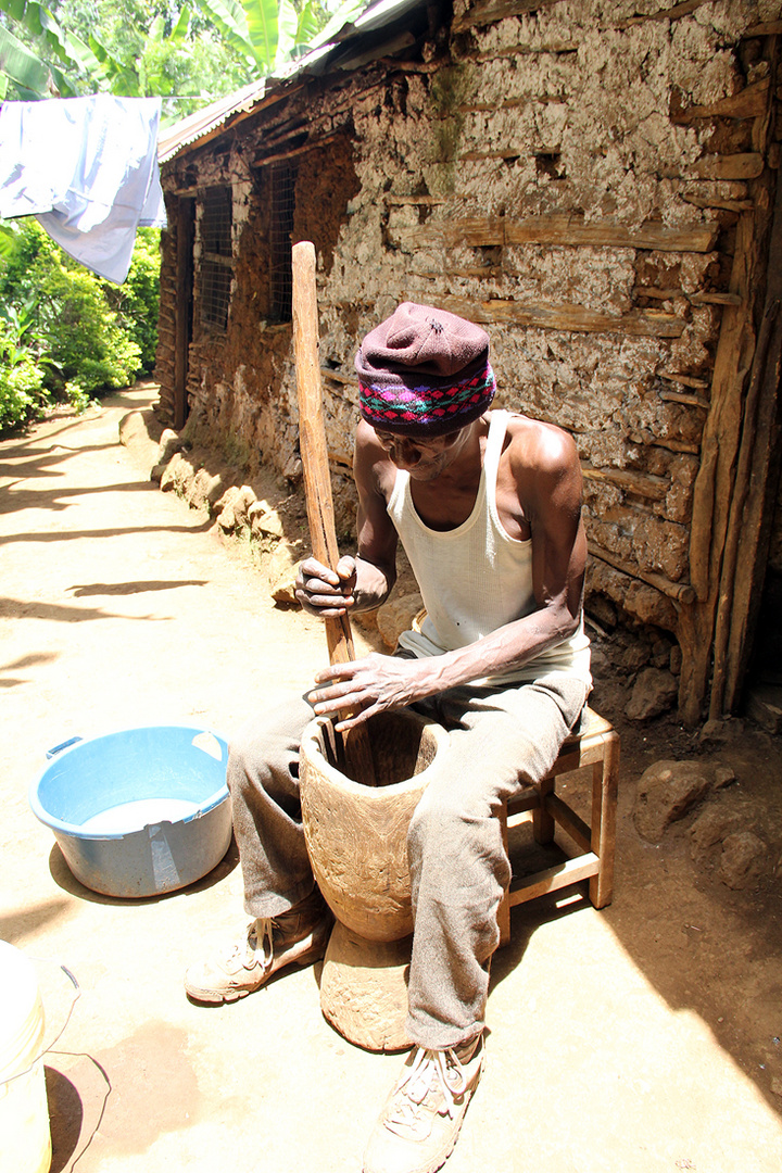 Preparing a cup of coffee