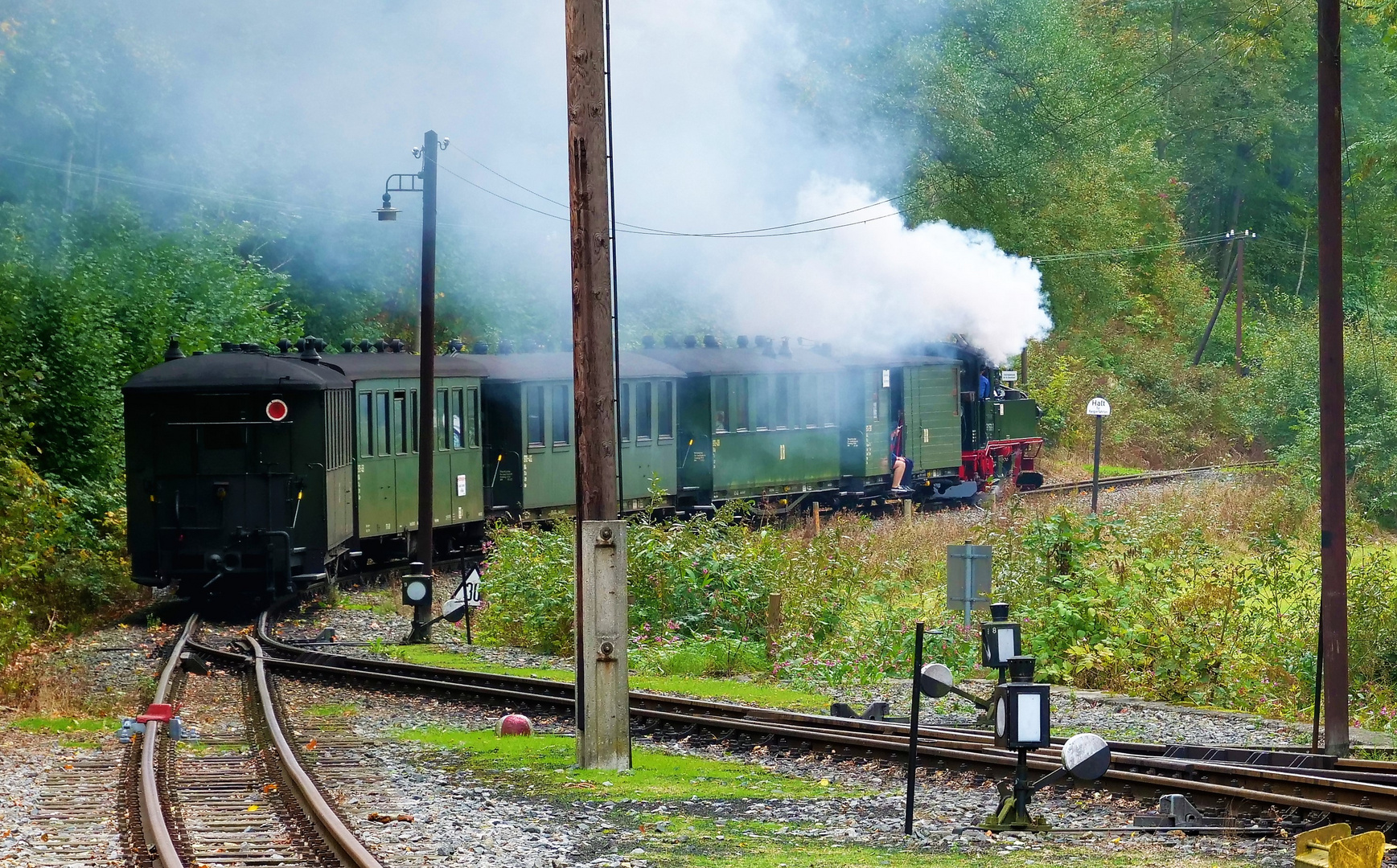 Preßnitztalbahn - Ausfahrt aus Steinbach.