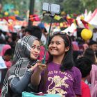 Pretty Bandung girls taking a selfie