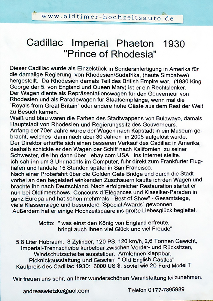 Prince of Rhodesia - Beschreibung