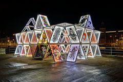 Prins Hendrikkade - House of Cards (Amsterdam Light Festival) - with Central Railway Station - 03