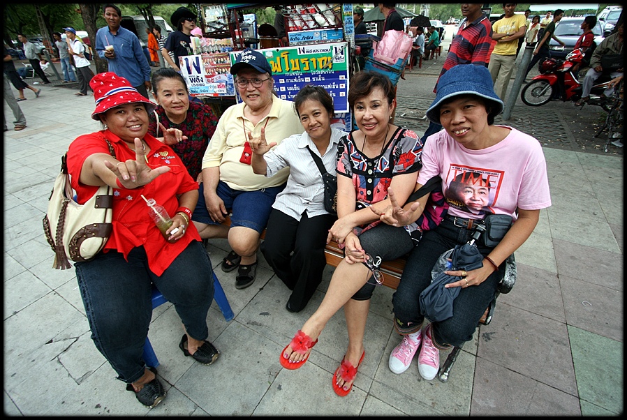 Pro Thaksin demonstrators in Bangkok being very friendly to me..........