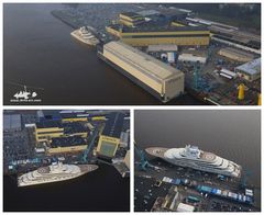 Project Omar Yacht wird Dilbar (aerial photo)